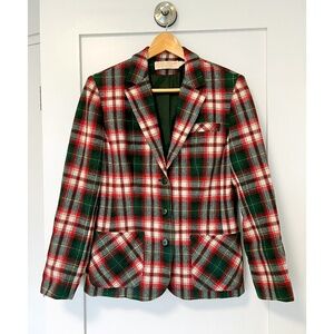 Pendleton Vintage Red & Green Plaid Virgin Wool Blazer